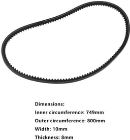 Dailygoods- Aandrijfriem Rubber - Binnenomtrek 749 mm - Buitenomtrek 800 mm - Breedte 10 mm - Dikte 8 mm - Compatibel met Hyundai HYM510SPE - Grasmaaier Riem — thumbnail 5