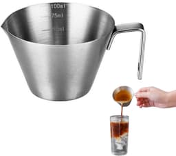 1 Stuk -espressokopjes - roestvrijstalen - maatbeker met enkele tuit en schaalverdeling - handvat - espresso-accessoires voor het zetten van koffie (100ml, zilverkleurig) — thumbnail 1