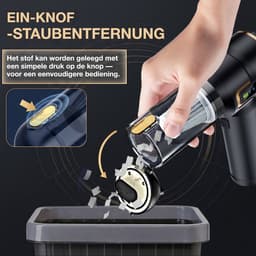 Fokelyi Auto Stofzuiger Draadloos - Handstofzuiger - Zuigen & Blazen - Air Duster - Kruimeldief - Oplaadbaar - Zuigen & Blazen - Nat & Droog — thumbnail 2