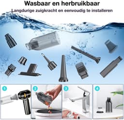 Fokelyi Auto Stofzuiger Draadloos - Handstofzuiger - Zuigen & Blazen - Air Duster - Kruimeldief - Oplaadbaar - Zuigen & Blazen - Nat & Droog — thumbnail 3