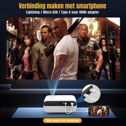 QUOVO® Draagbare beamer - Beamer - Projector - Mini Beamer - Zwart/Wit - 24cm x 21cm x 10cm — thumbnail 3