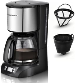 Aigostar Koffiezetapparaat 1.5L - Filterkoffie - met Glazen Kan - 12 Koppen - Koffiemachine - Warmhoudfunctie - Zwart/RVS — thumbnail 1