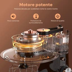 Kneedmachine - Keukenmachine Mixer - Bakken Brood Cake - Stille Motor - 6.5L Kom - Zwart — thumbnail 2
