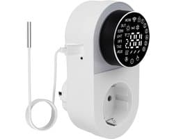 Digitale Thermostaat - Temperatuurregelaar Stopcontact - Klimaatregeling Thuis - Draadloze App Bediening - 16 A - Wit