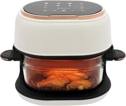 Airfryer Compact - Heteluchtfriteuse Mini - Gezond Koken - Zichtbare Glazen Mand - 4 Liter - Wit — thumbnail 1