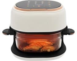 Airfryer Compact - Heteluchtfriteuse Mini - Gezond Koken - Zichtbare Glazen Mand - 4 Liter - Wit