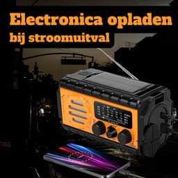 RAWVOLT® - NIEUW - Noodradio SW20K - 20000mAh Li-ion Accu - Solar Opwindbaar - Powerbank, Zaklamp, SOS Alarm & Leeslamp - 2026 model voor indoor, outdoor en in noodpakket - incl. Multi-Function Survival Armband - Tango Orange — thumbnail 4