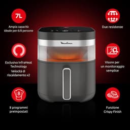 Airfryer met Infrarood - Grote Frituurpan - Gelijkmatig Koken - Dubbele Kookzone - 7 Liter Capaciteit - Grijs — thumbnail 3