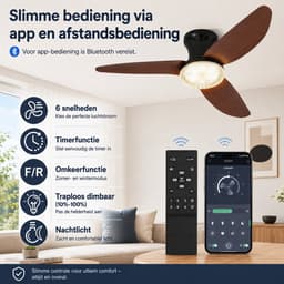Rosnek Plafondventilator met Verlichting Kristal - 100 cm Smart Plafondventilator met Afstandsbediening & App - 6 Windsnelheden, 3 Kleurtemperaturen, Timer - Houtlook Ventilatorlamp voor Woonkamer, Slaapkamer & Terras — thumbnail 3