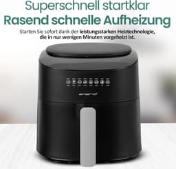 Digitale Heteluchtfriteuse - Airfryer XL - Gezond Frituren - 8 Programma's - 45 Liter - Mat Zwart — thumbnail 4