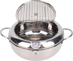 Frituurpan Roestvrij Staal - Friteuse Keuken - Thuis Frituren - Ingebouwde Thermometer - 32 Liter Capaciteit - Zilverkleurig — thumbnail 2