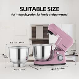 Keukenmachine - Mixer - Bakken en Koken - 6 Snelheden - 5L Kom - Beige — thumbnail 2