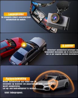 YOR® Dashcam Voor en Achter - Dashcam - Parkeermonitor - Zwart - 4cm x 9cm x 6cm; 448 g — thumbnail 5