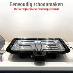 alpina Elektrische BBQ 2-In-1 2200W - Electrische BBQ Tafelmodel met Thermostaat - Elektrische Grill met Warmhoudfunctie - Tafelgrill Electrisch met Verstelbaar Rooster - 51 x 30 cm - Zwart — thumbnail 4