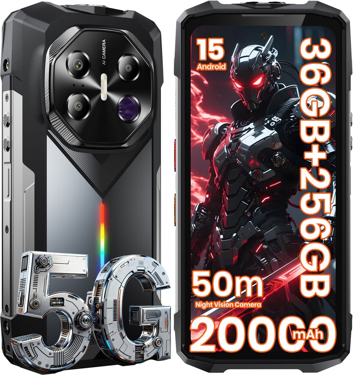 FOSSiBOT F113 Robuste Smartphone 5G - 36GB RAM - 256GB ROM - 6,78 inch 120Hz 2,4K FHD+ IPS - 20000mAh 33W - IP68/IP69K Waterdicht Telefoon - Android 15 - GPS NFC — afbeelding 1