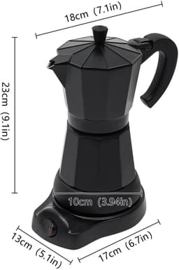 Cellista Moka Pot Elektrisch - Aluminium Koffiezetapparaat - Espressopot met Basis - 480W Koffiemaker - 300ml - Klassieke Percolator — thumbnail 3