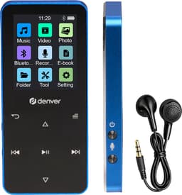 Denver MP3/MP4 Speler - Bluetooth - Shuffle/Repeat - SD kaart tot 128GB - Incl. oordopjes - Dictafoon - MP1830BU - Blauw — thumbnail 1