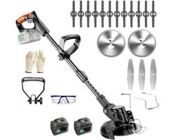 Elektrische Grasmaaier 21V Handheld 1880W Grasmaaien Houttrimmer Lengte Verstelbaar Met Accu Snoerloze Tuin Power Pruning Gebruiksvriendelijk(2pc big battery)