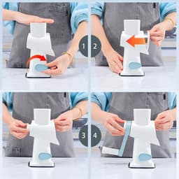 Kaasrasp Groentesnijder - Keukenmachine Handmatig - Maaltijd Voorbereiding - Antislip Zuigbasis - 24 x 21.5 cm - Wit — thumbnail 3