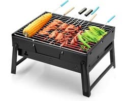 SMH LINE® Opvouwbaar Houtskool BBQ - Opvouwbare en Draagbare Barbecue - Incl. Vuurschaal en Grillrooster - 36x27x20cm (LxBxH) - Tafelbarbecue