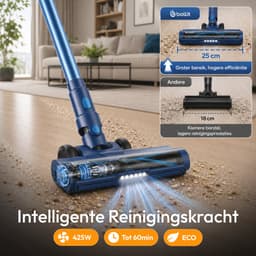 Bollit Steelstofzuiger Draadloos zonder Zak - 425W - Draadloze Stofzuiger - Kruimeldief Snoerloos - Vacuum Cleaner - Handstofzuiger - Stofzuiger Steel met Hepa Filter - Stofzuiger Huisdieren - Zakloze Stofzuiger — thumbnail 4