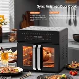 Dubbele Kamer Airfryer - 23L Heteluchtfriteuse met Franse Deuren - 15 Programma's - 2200 W - 12 Accessoires - Verwijderbare Tussenwand voor Kookruimte - 50-200°C — thumbnail 2