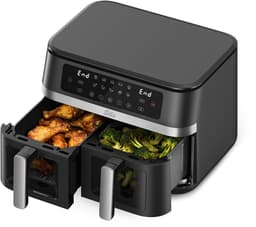 Solis Air Fryer Duo Dubbele Airfryer met 2 Lades - 2200W - Multifunctionele Heteluchtfriteuse - PFAS-vrij - Kijkvenster - 11L - 10 Verschillende Programma's – Zwart — thumbnail 4
