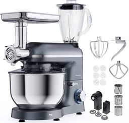 Keukenmachine multifunctioneel - Keukenrobot foodprocessor - Alle bereidingen - 15 accessoires - 6.2L kom - Grijs — thumbnail 1