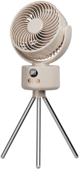 USB Ventilator - 3600mAh Batterij - 3 Snelheden - Stille Werking - 140° Kantelbaar - Automatisch Draaibaar - LED Display - Geschikt voor Thuis en Kantoor - Oplaadbaar - Gebroken Wit — thumbnail 1