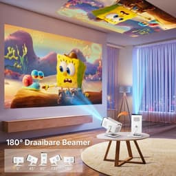 mini-projector , Beamer 4K wifi 6 en Bluetooth 5.4, draagbare video smart beamer, automatische correctie en handmatige focus, thuisbioscoop, compatibel met pc/tv-stick/USB/PS5 — thumbnail 5