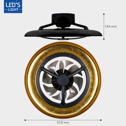 LED's Light Proventa Plafondventilator met verlichting Goud met Zwart 55W 4300lm 1800K/4000K 55cm Extra warm wit licht — thumbnail 3