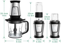 Allero Keukenmachine - Multifunctionele Keukenmachine - Hakmolen - Blender - Juicer - Mixer - 3-in-1 - 700W - 1,2L - Beker — thumbnail 3