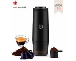 Nomious Prime Brew Draagbare Espressomachine – Zelfverwarmend Koffiezetapparaat voor Onderweg, Camping & Camper – Geschikt voor Nespresso® Capsules en Gemalen Koffie – USB-C Oplaadbaar