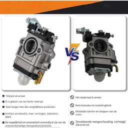 GELLDG Carburateur voor Grasmaaier 52 cc 49 cc 43 cc - Mechanische Carburateur - Complete Accessoires Set - Geschikt voor Diverse Grasmaaiers, Freesmachines en Kettingzagen - Metaal - Inclusief Montageonderdelen — thumbnail 3