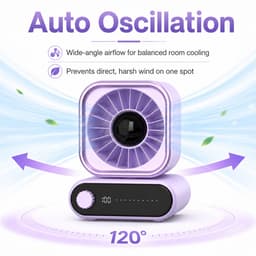 Mini Bureauventilator - Stille Tafelventilator met Automatische Oscillatie - USB Ventilator voor Kantoor, Slaapkamer en Studeerkamer - Compacte Draagbare Ventilator — thumbnail 4