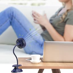 Clipfan met Klembord - USB-oplaadbare Persoonlijke Ventilator met Flexibele Hals - 3 Snelheden - Geschikt voor Babywagen Kantoor Bed Auto Strand Kamperen Studentenkamer - Noodvoedingsbankfunctie - Marineblauw — thumbnail 4