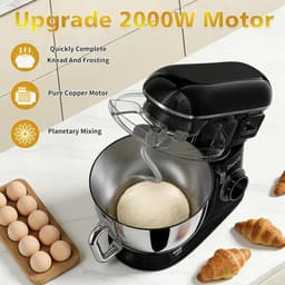 Keukenmachine Deegmachine - Mixer Kom - Bakken En Koken - Led Touchscreen Timer - 8 Liter Capaciteit - Zwart — thumbnail 3