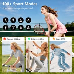 RAYOFI - Dames smartwatch - 1,19 inch sporthorloge - Ondersteunt bellen via Bluetooth, IP68 waterbestendigheid, hartslagmeting en zuurstofsaturatiemeting - Compatibel met meer dan 120 sportmodi - Beschikbaar voor Android en iOS - Roségoud — thumbnail 4