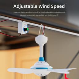 Plafond Ventilator - Tent Fan - Buiten Koelen - Brede Spanning - 40cm Diameter - Wit — thumbnail 3