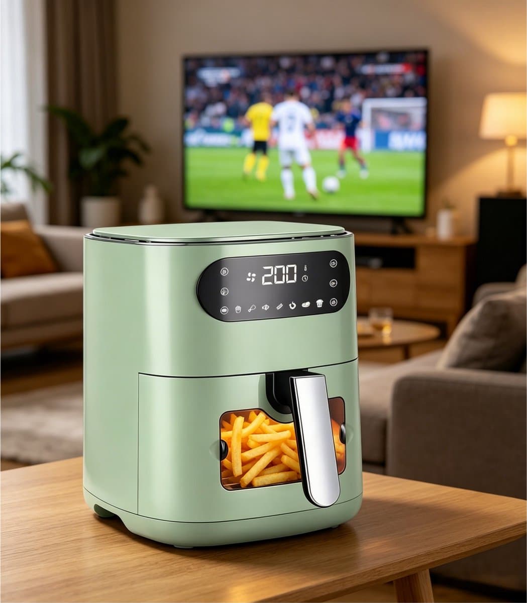 NETTLIFE Airfryer 6L - Hetelucht friteuse met Kijkvenster - 1500W - 7 Bakprogramma's - 80-200°C Instelbaar - Timer & Touchscreen - Tot 5-6 personen - Groen — afbeelding 1