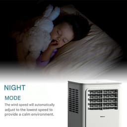 Daity Draagbare airconditioner van 7000 BTU – Drie-in-één functie (airconditioning, ontvochtiging, luchttoevoer) – Slaapstand – 2,1 kW vermogen – Inclusief afstandsbediening, afdichtingsplaat, afvoerbuis, connector en plat mondstuk. — thumbnail 3