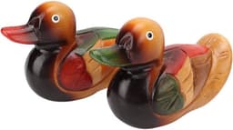2 stuks Mandarijneendbeelden, houten handbeschilderde figuren, tuinvogelornament, kunstsculptuur voor buiten, verzamelobjecten — thumbnail 1
