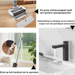 Alles-in-één vloerreiniger – 3-in-1 draadloos – Stofzuigen + dweilen + droogreinigen – 180W – Sproeifunctie – Dubbel tanksysteem – 60 min werktijd – Gemotoriseerde turbokop — thumbnail 4