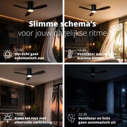 FlinQ Venturo Smart Plafondventilator met Verlichting - Ventilator voor aan het Plafond - Ideaal voor op de Slaapkamer - Bestuurbaar met App of Afstandsbediening — thumbnail 3