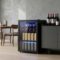 70L Drankenkoelkast - Vrijstaande Mini Koelkast - Zwart Dubbele Glazen Deur - UV-bescherming 2 Verstelbare Roosters LED - Display Verlichting 2-18°C- voor Kantoor Slaapkamer Bar — thumbnail 3