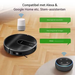 Robotstofzuiger Met Dweilfunctie-Robot Stofzuiger-Slimme Gyroscoopnavigatie-App En Spraakbediening-4000Pa En 4400mAh-Harde Vloeren-36x43x13 cm-Zilvergrijs — thumbnail 3