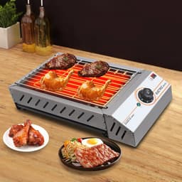 Velmio Elektrische BBQ - Camping Barbecue - 2,5 kW - 50°C-300°C - Contactgrill - Roestvrij staal - Voor Binnen en Buiten - 42×22cm - Zilver — thumbnail 5