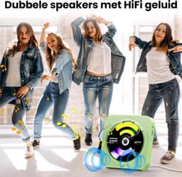 Discman - CD Speler met Bluetooth - Ingebouwde Speakers - FM Radio - Inclusief Afstandsbediening - USB & AUX - Koptelefoonaansluiting - LED Display - Groen — thumbnail 5