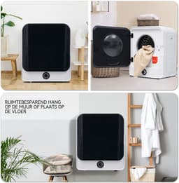 Mini Wasdroger - Luchtafvoerdroger - Afvoerdroger - 5 Programma's - RVS Trommel - Wandmontage - Klein Appartement - 49,5x43,5x59,5cm - 830W — thumbnail 3
