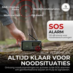FOLLESA® DAB-373BT Noodradio - Solar Powerbank - 5000mAh - DAB+/FM - Met waterdicht zakje - Noodradio - Opwindbare Survivalradio - Bluetooth & Digitale Wekker - Ideaal voor Noodpakket. — thumbnail 2